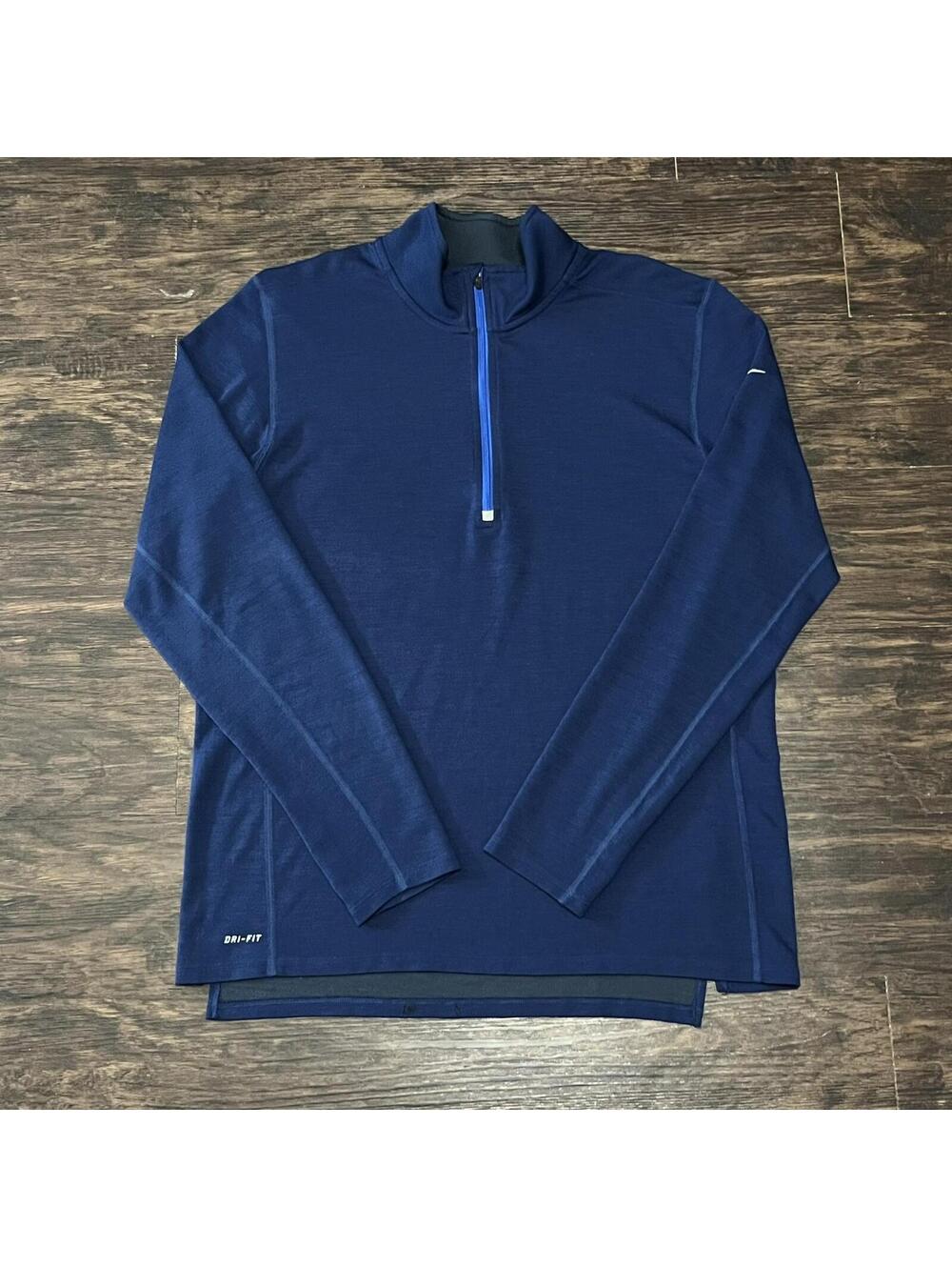 Nike Dri-Fit Mens Wool Blend 1/2 Zip Long Sleeve Running Shirt Size Large